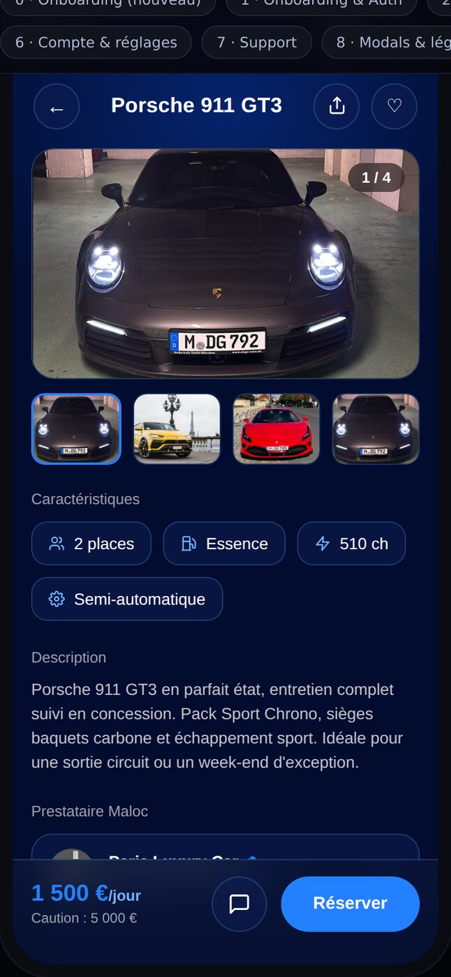 App Maloc+ · Véhicule