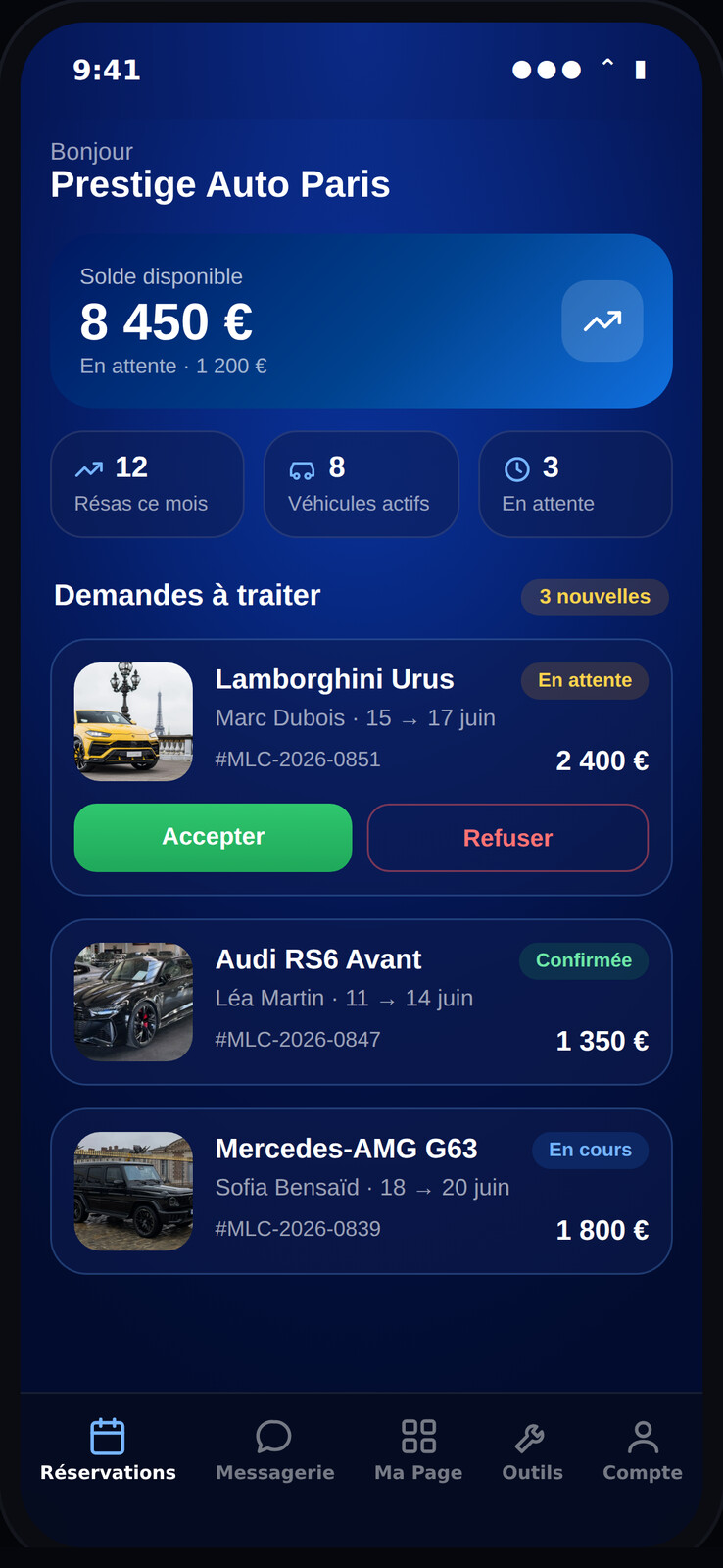 App Maloc Pro · Loueur