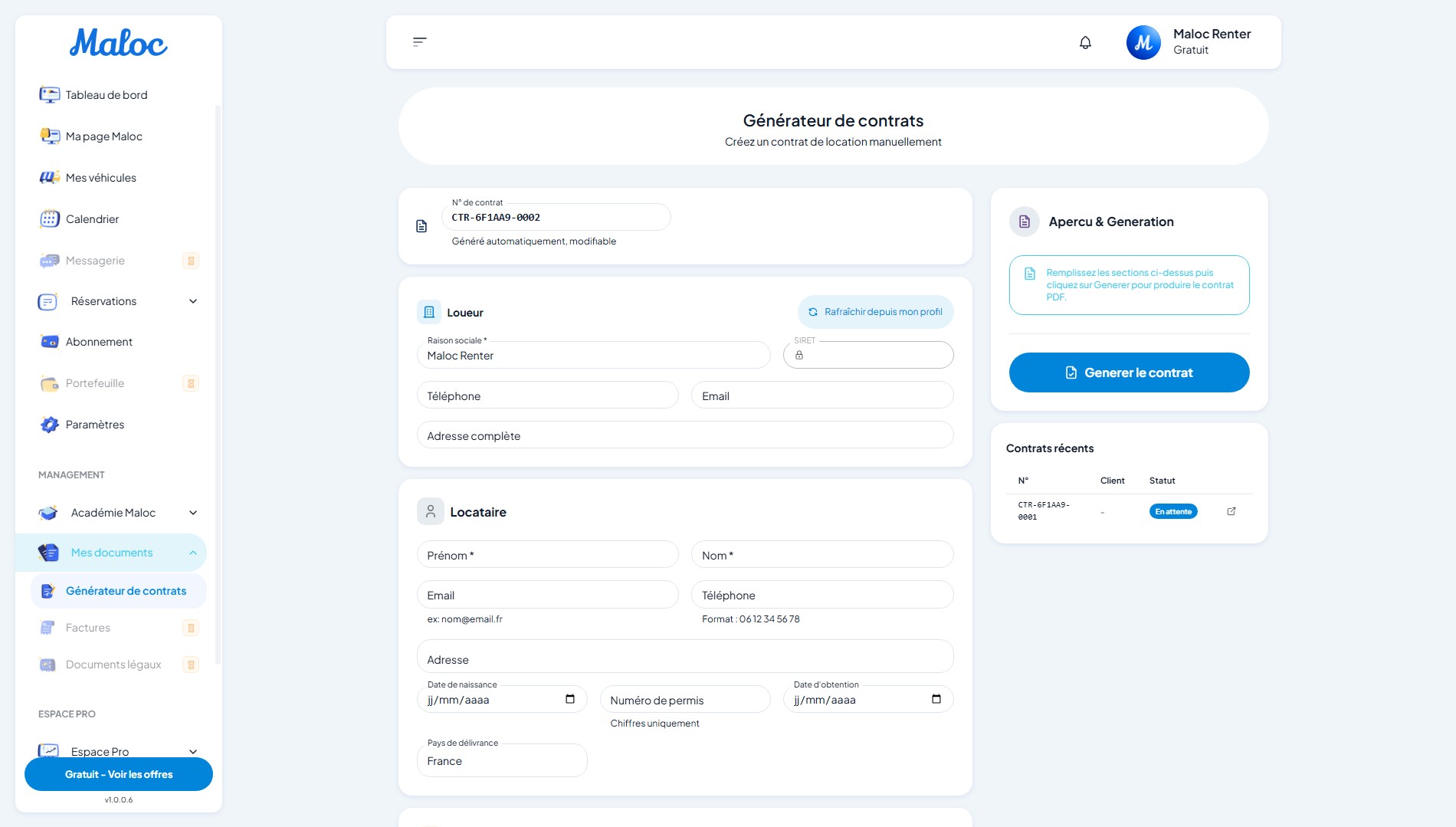 Générateur de contrats