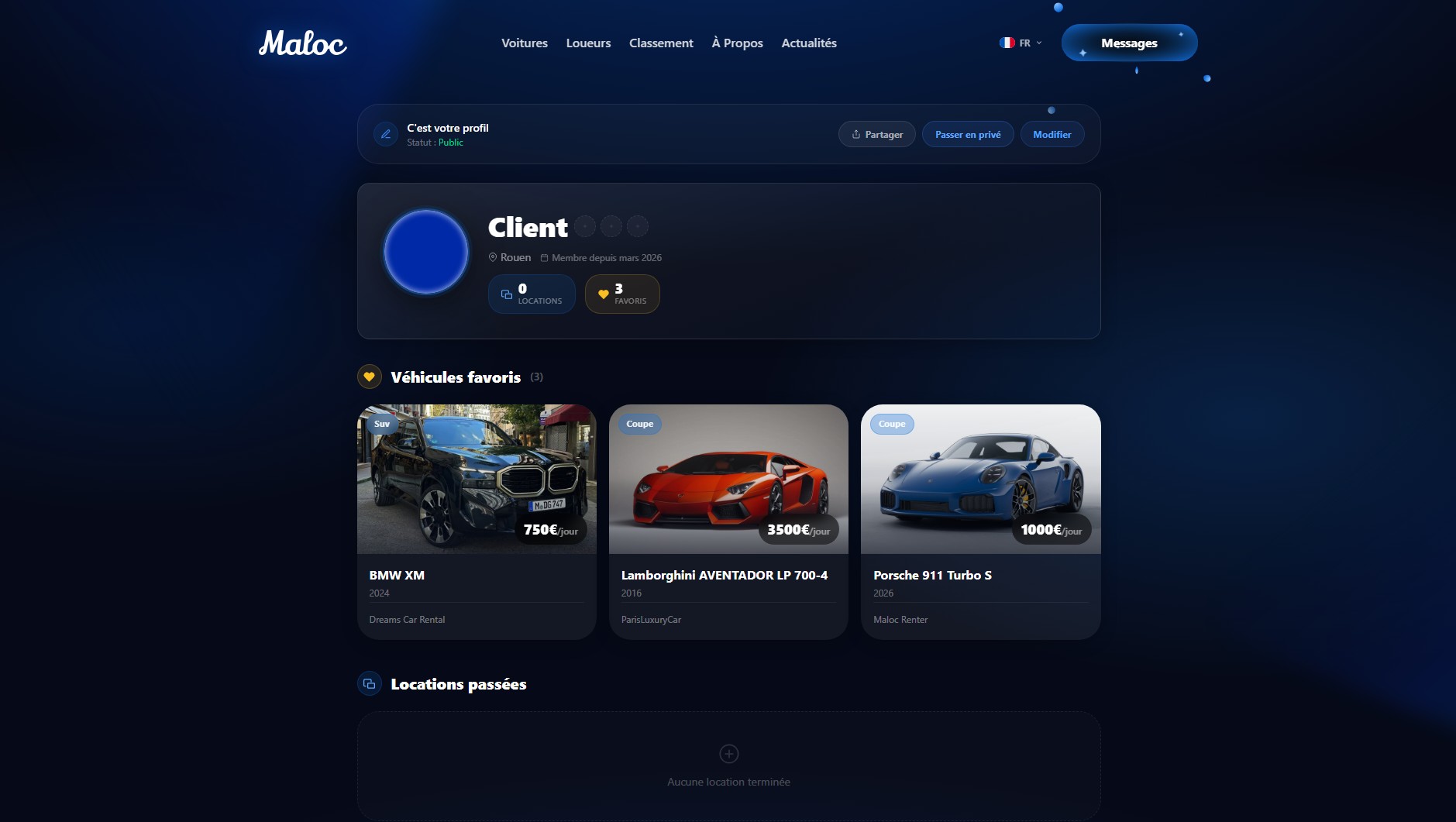 Profil client favoris